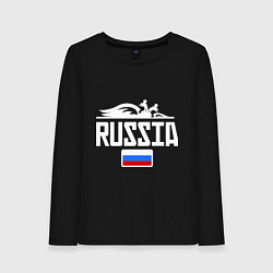 Лонгслив хлопковый женский Russia, цвет: черный