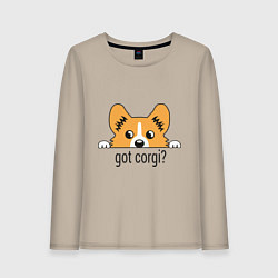 Лонгслив хлопковый женский Got Corgi, цвет: миндальный