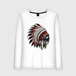 Лонгслив хлопковый женский Индеец, цвет: белый