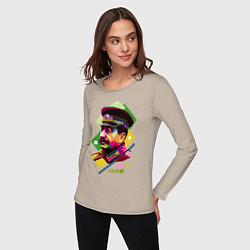 Лонгслив хлопковый женский Stalin Art, цвет: миндальный — фото 2