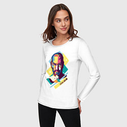 Лонгслив хлопковый женский Steve Jobs Art, цвет: белый — фото 2