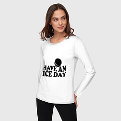 Лонгслив хлопковый женский Have an ice day, цвет: белый — фото 2