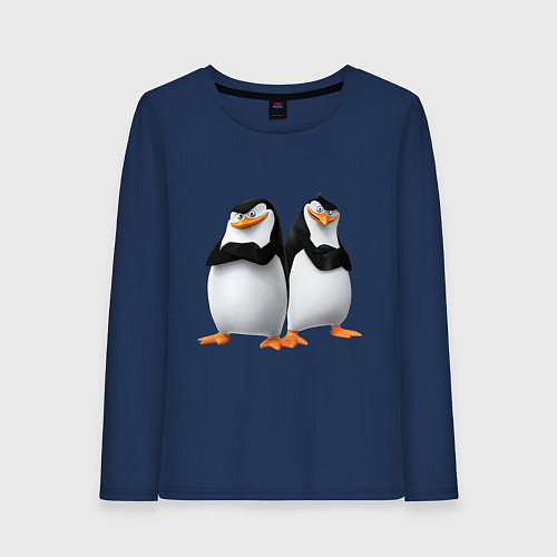 Женский лонгслив Пингвины Мадагаскара / Тёмно-синий – фото 1