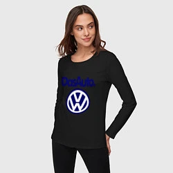 Лонгслив хлопковый женский Volkswagen Das Auto, цвет: черный — фото 2