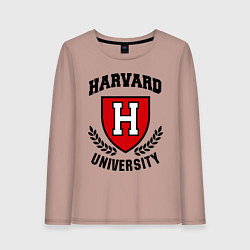 Лонгслив хлопковый женский Harvard University, цвет: пыльно-розовый