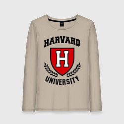 Лонгслив хлопковый женский Harvard University, цвет: миндальный