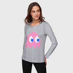 Лонгслив хлопковый женский Pac-Man: Pinky, цвет: меланж — фото 2