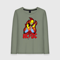 Лонгслив хлопковый женский AC/DC Homer, цвет: авокадо