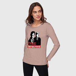 Лонгслив хлопковый женский True Detective, цвет: пыльно-розовый — фото 2