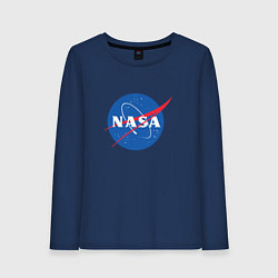 Лонгслив хлопковый женский NASA: Logo, цвет: тёмно-синий
