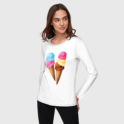 Лонгслив хлопковый женский Мороженое, цвет: белый — фото 2