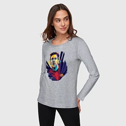 Лонгслив хлопковый женский Messi Art, цвет: меланж — фото 2