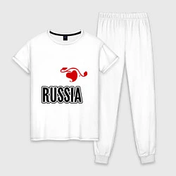 Пижама хлопковая женская Russia Leaf, цвет: белый