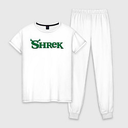 Пижама хлопковая женская Shrek: Logo, цвет: белый