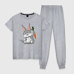 Пижама хлопковая женская Зайка с морковью, цвет: меланж