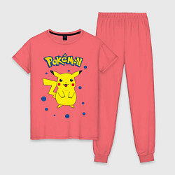 Пижама хлопковая женская Pokemon, цвет: коралловый