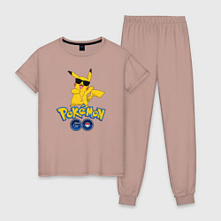 Пижама хлопковая женская Pokemon GO, цвет: пыльно-розовый