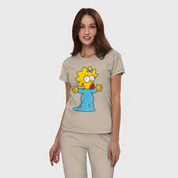 Пижама хлопковая женская Maggie Simpson, цвет: миндальный — фото 2