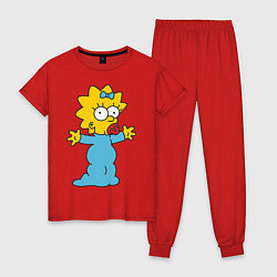 Пижама хлопковая женская Maggie Simpson, цвет: красный
