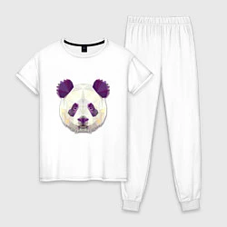 Пижама хлопковая женская Полигональная панда, цвет: белый