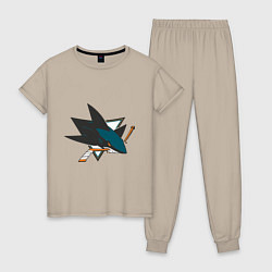 Пижама хлопковая женская San Jose Sharks, цвет: миндальный