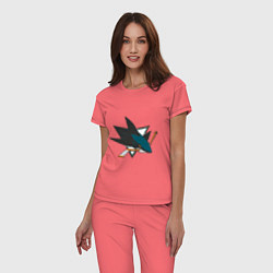 Пижама хлопковая женская San Jose Sharks, цвет: коралловый — фото 2