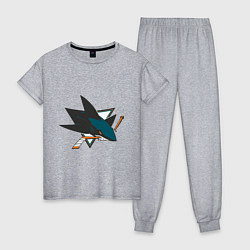 Пижама хлопковая женская San Jose Sharks, цвет: меланж