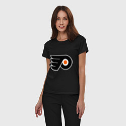 Пижама хлопковая женская Philadelphia Flyers, цвет: черный — фото 2