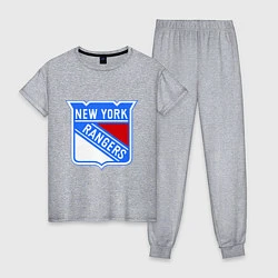 Пижама хлопковая женская New York Rangers, цвет: меланж