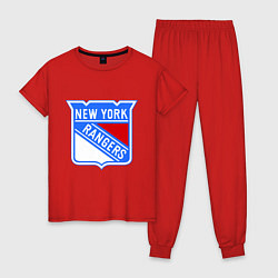 Пижама хлопковая женская New York Rangers, цвет: красный