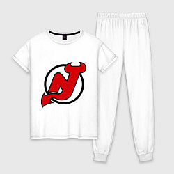 Пижама хлопковая женская New Jersey Devils, цвет: белый