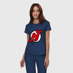 Пижама хлопковая женская New Jersey Devils, цвет: тёмно-синий — фото 2