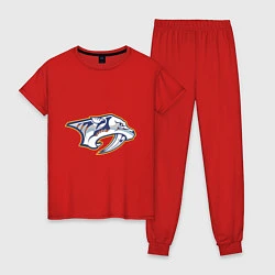 Пижама хлопковая женская Nashville Predators, цвет: красный
