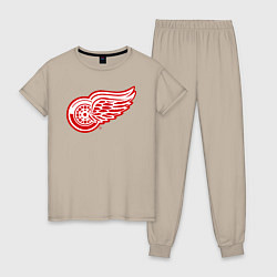 Пижама хлопковая женская Detroit Red Wings, цвет: миндальный