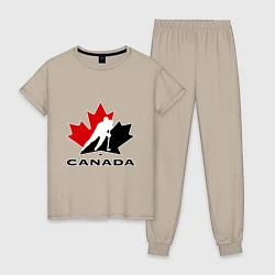Пижама хлопковая женская Canada, цвет: миндальный