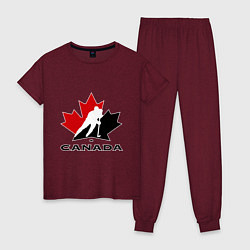Пижама хлопковая женская Canada, цвет: меланж-бордовый