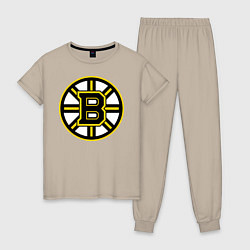 Пижама хлопковая женская Boston Bruins, цвет: миндальный