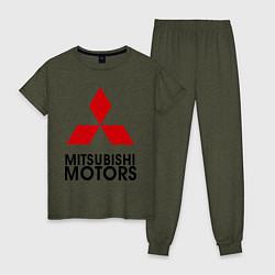 Пижама хлопковая женская Mitsubishi, цвет: меланж-хаки