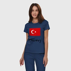 Пижама хлопковая женская Turkey, цвет: тёмно-синий — фото 2