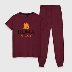 Пижама хлопковая женская AS Roma 1927, цвет: меланж-бордовый