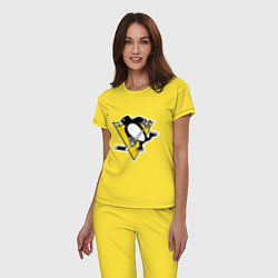 Пижама хлопковая женская Pittsburgh Penguins: Malkin 71, цвет: желтый — фото 2