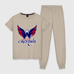 Пижама хлопковая женская Washington Capitals: Ovechkin, цвет: миндальный