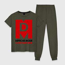 Пижама хлопковая женская Depeche Mode: Black Celebration цвета меланж-хаки — фото 1