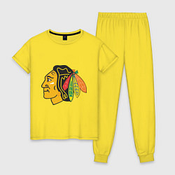 Пижама хлопковая женская Chicago Blackhawks: Kane, цвет: желтый