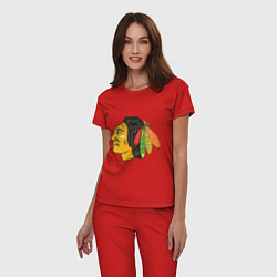 Пижама хлопковая женская Chicago Blackhawks, цвет: красный — фото 2