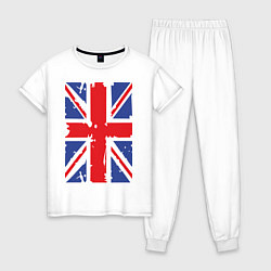 Пижама хлопковая женская Британский флаг, цвет: белый