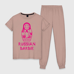 Пижама хлопковая женская Русская Барби, цвет: пыльно-розовый