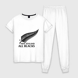 Пижама хлопковая женская New Zeland: All blacks, цвет: белый