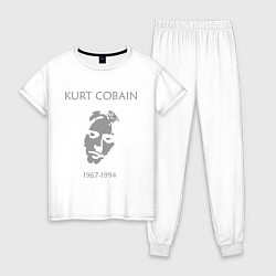 Пижама хлопковая женская Kurt Cobain: 1967-1994, цвет: белый