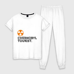 Пижама хлопковая женская Chernobyl tourist, цвет: белый